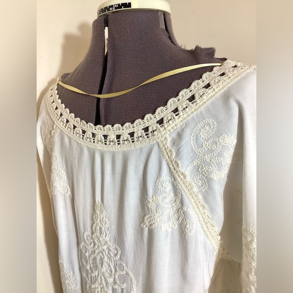 Democracy Ivory Peasant Blouse - Boho Festival 70s Style - Picture 10 of 16